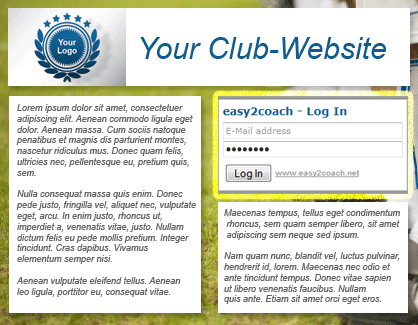 Widgets de login pour le site web du club